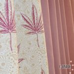 Έτοιμες κουρτίνες Σειρά μπεζ λαχούρι με κόκκινα φύλλα