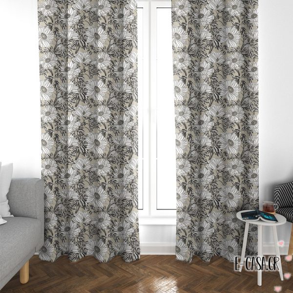 Έτοιμες κουρτίνες Σειρά flor μπεζ