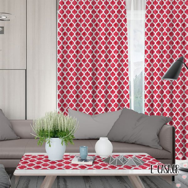 Έτοιμες κουρτίνες Σειρά Tiles κόκκινο