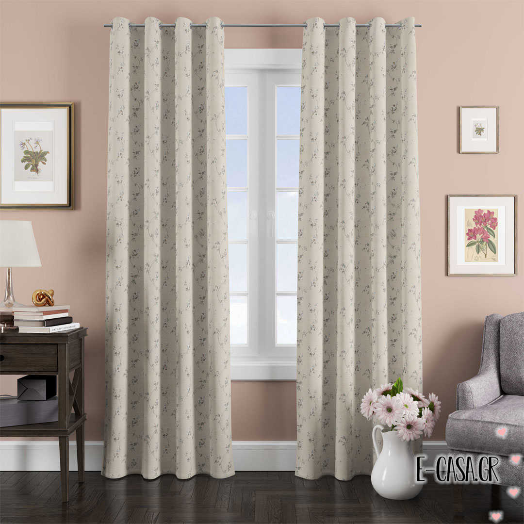 Έτοιμες Κουρτίνες Σειρά Country Small Flower – beige